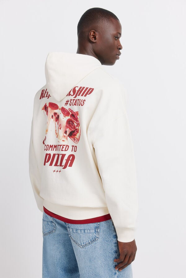 Springfield Sweatshirt com capuz pizza branco