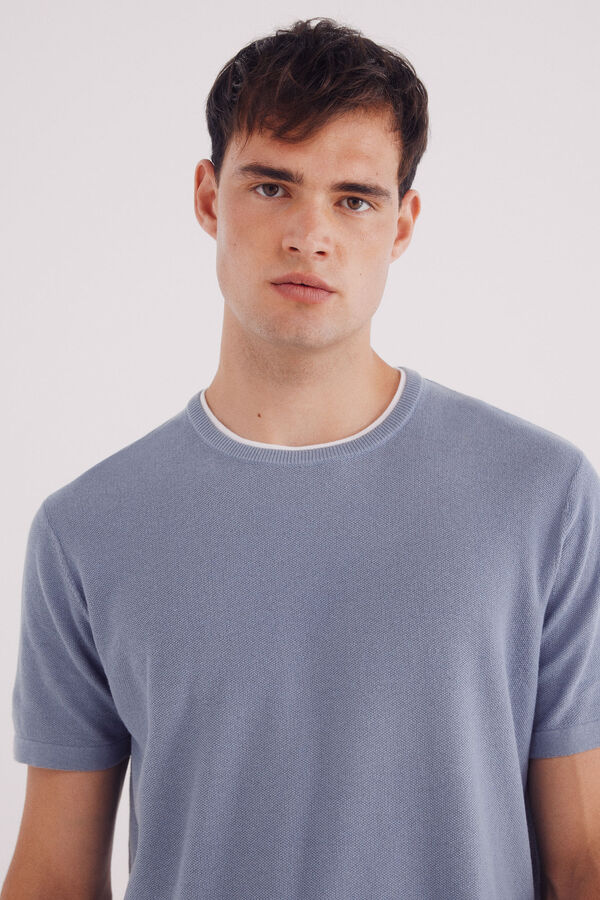 Springfield Camisola manga curta estrutura azul