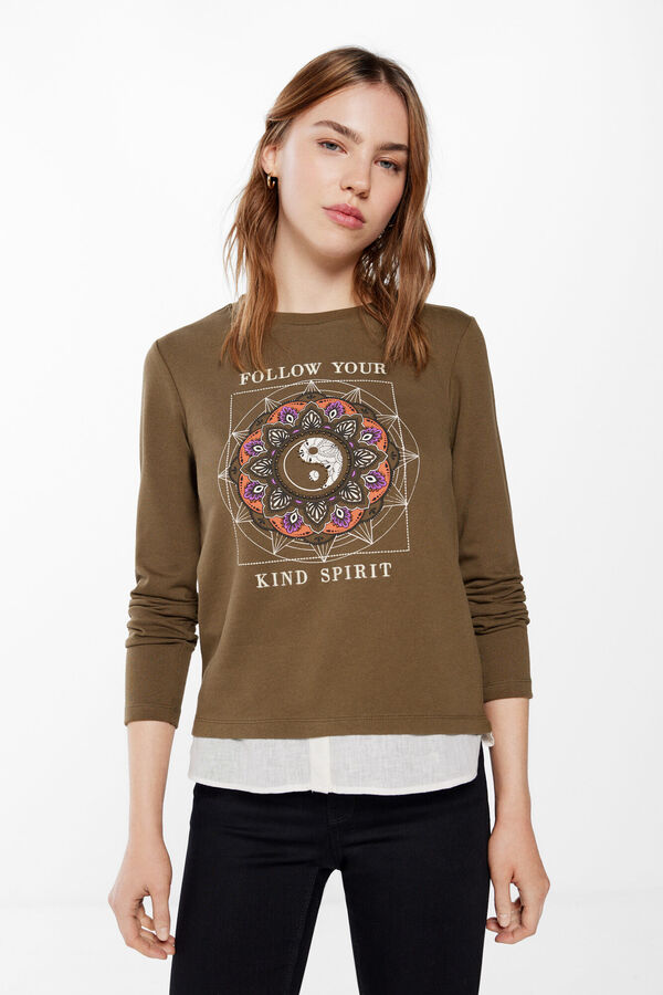 Springfield Sudadera "Follow your kind spirit" kaki
