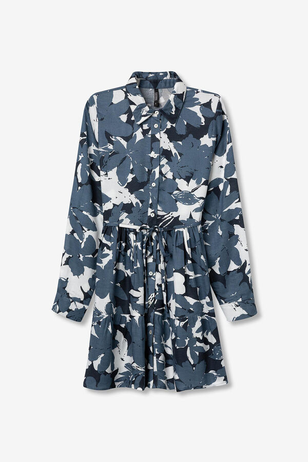 Tiffosi Vestido camisero con estampado floral azul