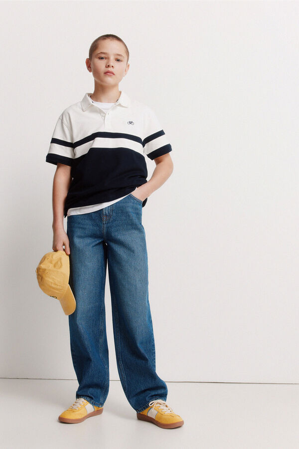 Springfield Kids Polo de riscas para menino azul