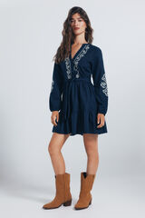 Springfield Vestido curto com camisa bordada azul