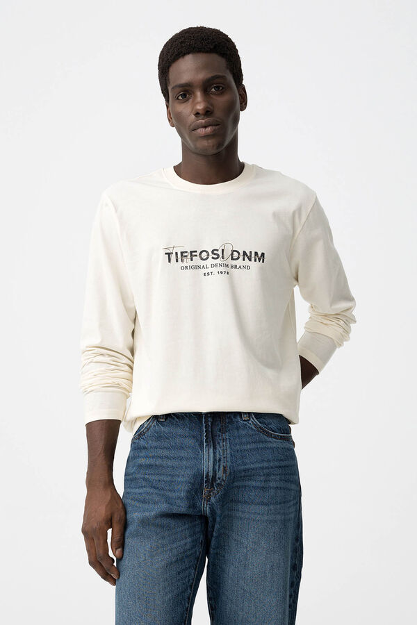 Tiffosi Camiseta Estampada de Manga Larga beige