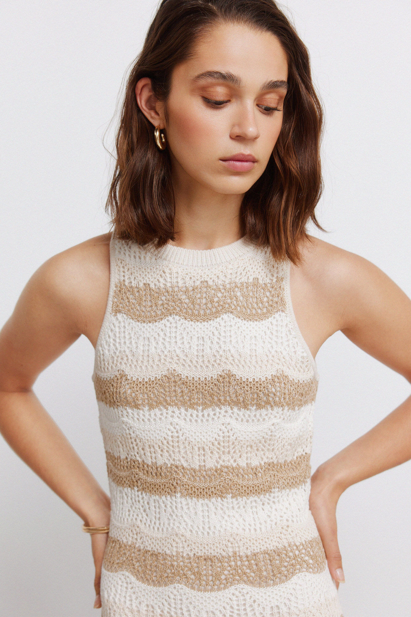 Springfield Vestido midi de malha gola halter