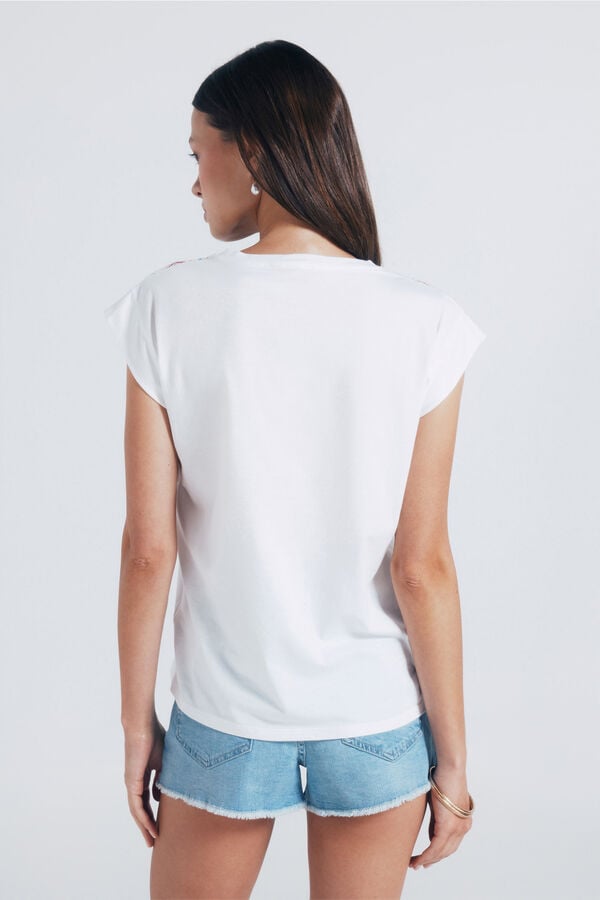 Springfield Camiseta gr&aacute;fico &eacute;tnico posicionado beige