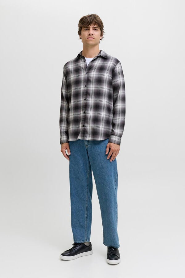 JJ REBEL Camisa xadrez regular fit cinzento