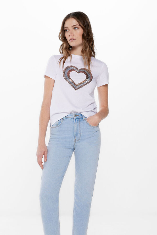 Springfield T-shirt desenho lantejoulas branco