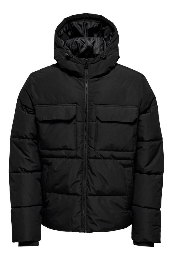 Only & Sons Casaco acolchoada com capuz preto