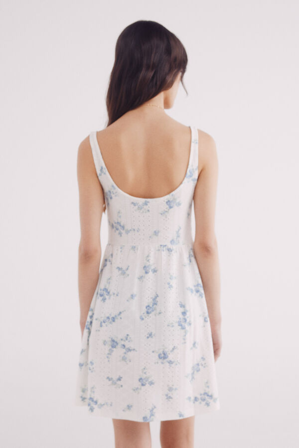 Springfield Vestido curto estampado corset branco