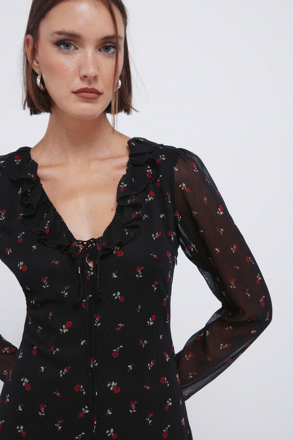 Springfield Vestido midi escote zigzag burdeos