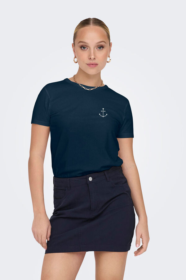 JDY Camiseta algod&oacute;n estampado gris