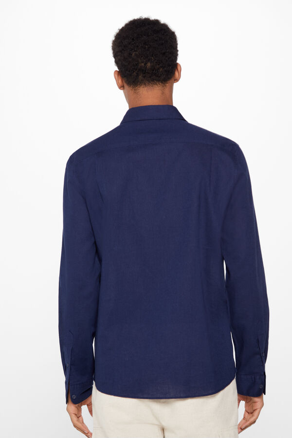 Springfield Camisa lino color azul