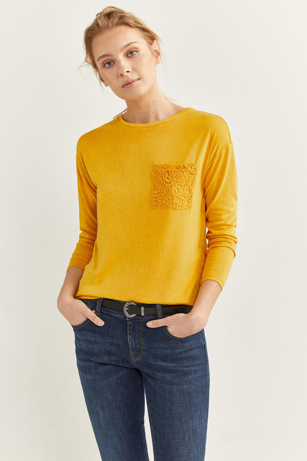 Springfield Camiseta Bolsillo Crochet amarillo