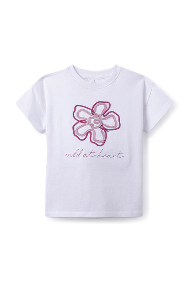 Springfield Kids Camiseta bordado flor ni&ntilde;a blanco