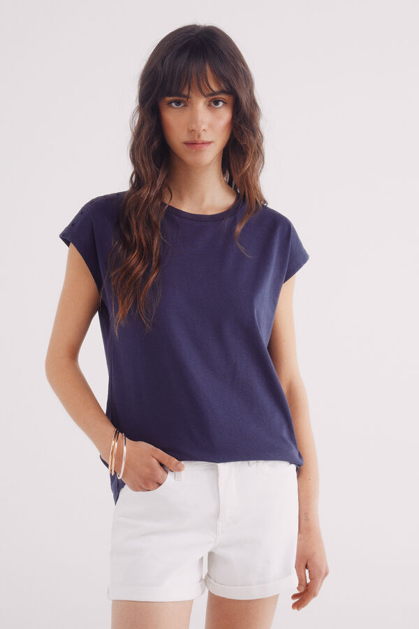 Springfield T-shirt ombros crochet azul