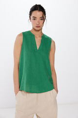 Springfield Blusa Sem Mangas Algodão Linho bege