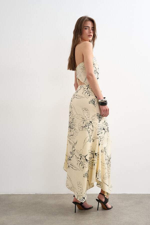 Topshop Falda estampada asim&eacute;trica blanco