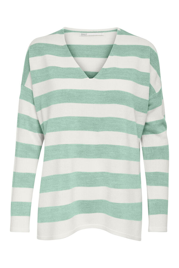 Only Jersey de manga larga y cuello pico verde