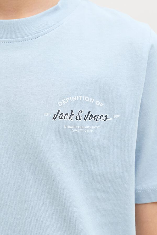 Jack & Jones Junior T-shirt de algod&atilde;o estampada azul