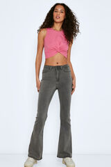 Noisy May Top cropped manga sisa morado/lila