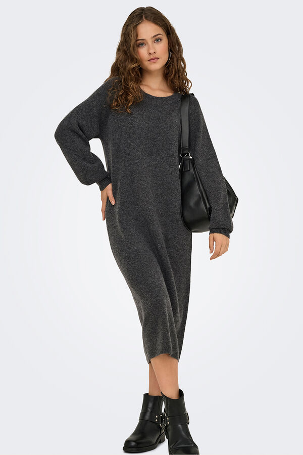 JDY Vestido largo punto gris