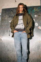 Noisy May Sobretudo militar curto verde