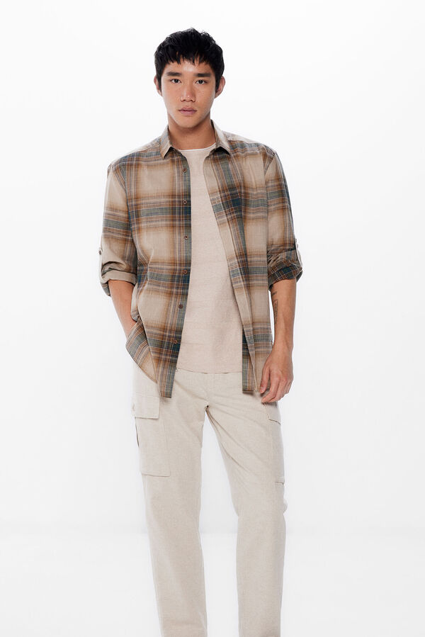Springfield Camisa leve quadrados castanho