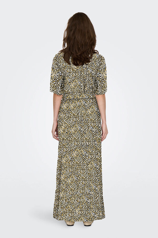 JDY Vestido camiseiro estampado bege