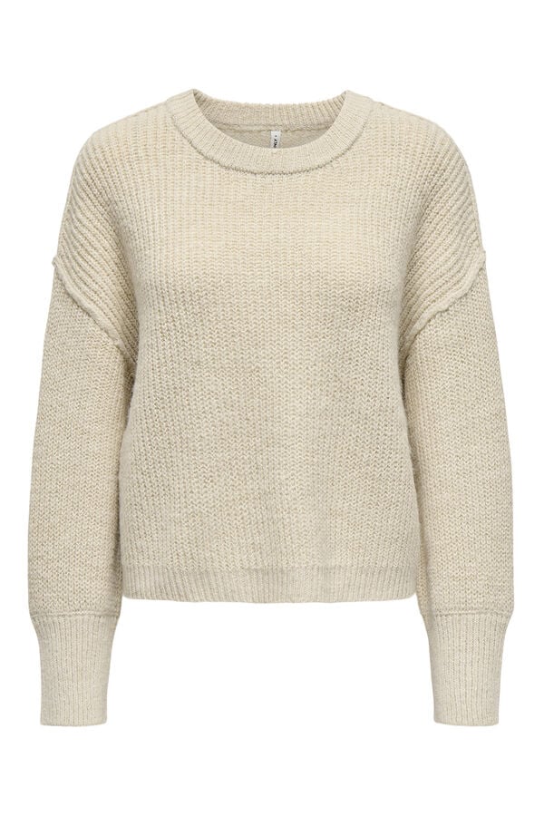Only Jersey de cuello redondo beige