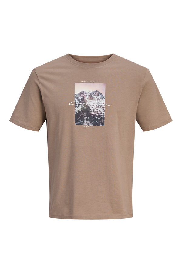 Jack & Jones PLUS Camiseta b&aacute;sica con estampado marr&oacute;n
