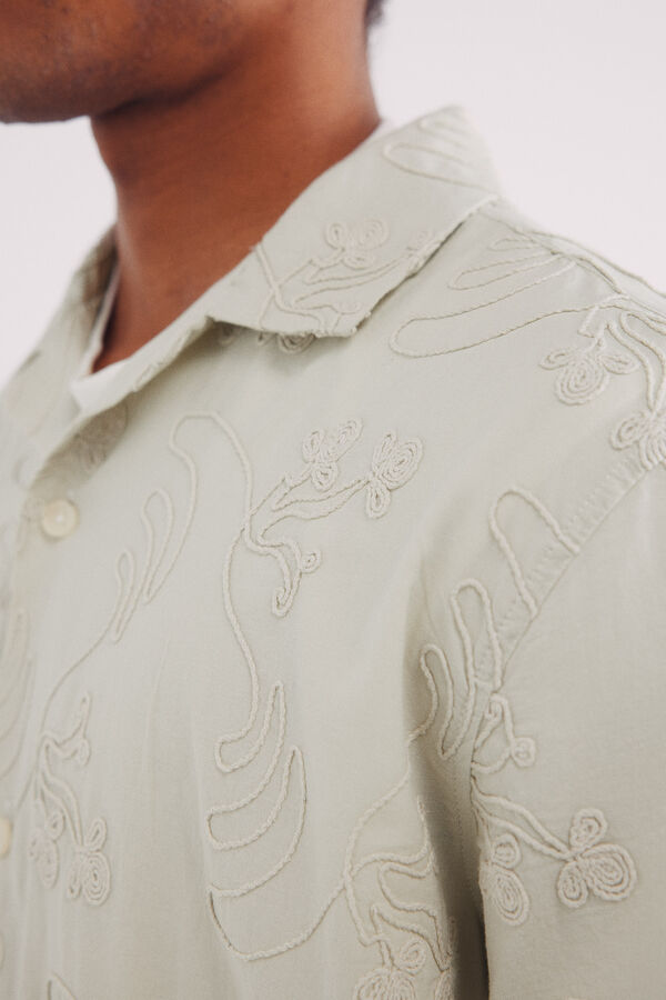 Springfield Camisa de manga curta bordada para combinar bege