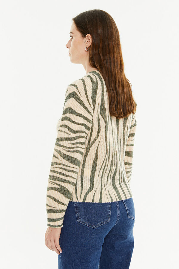 System Action Su&eacute;ter com efeito animal estampado verde