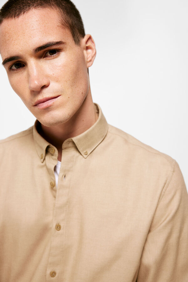 Springfield Camisa dobby color nude