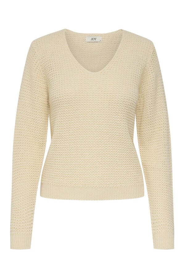 JDY Jersey cuello pico blanco