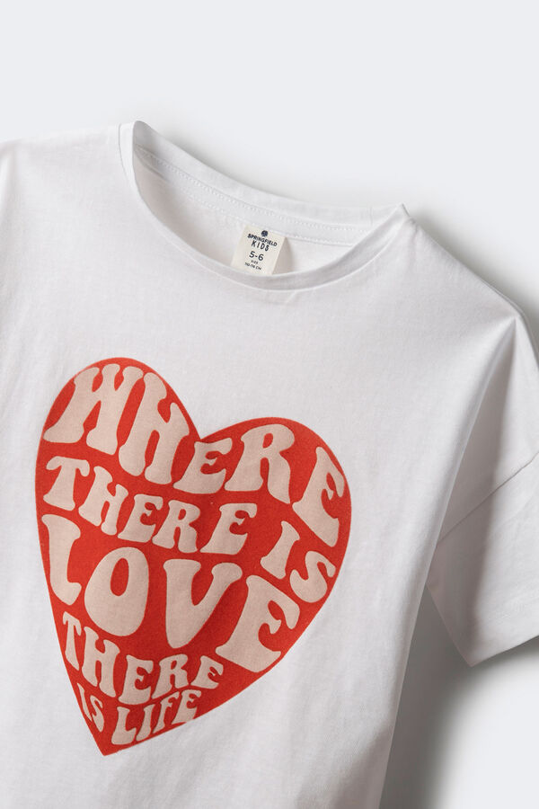 Springfield Kids Camiseta corazón niña blanco