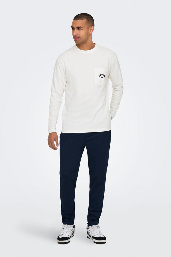 Only & Sons T-shirt de manga comprida com estampa nas costas branco