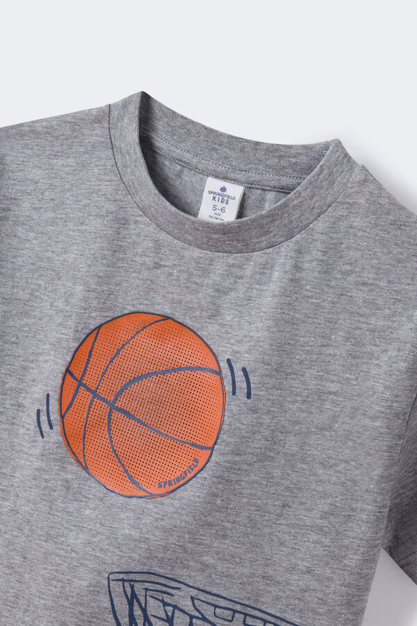 Springfield Kids Camiseta print basket ni&ntilde;o gris