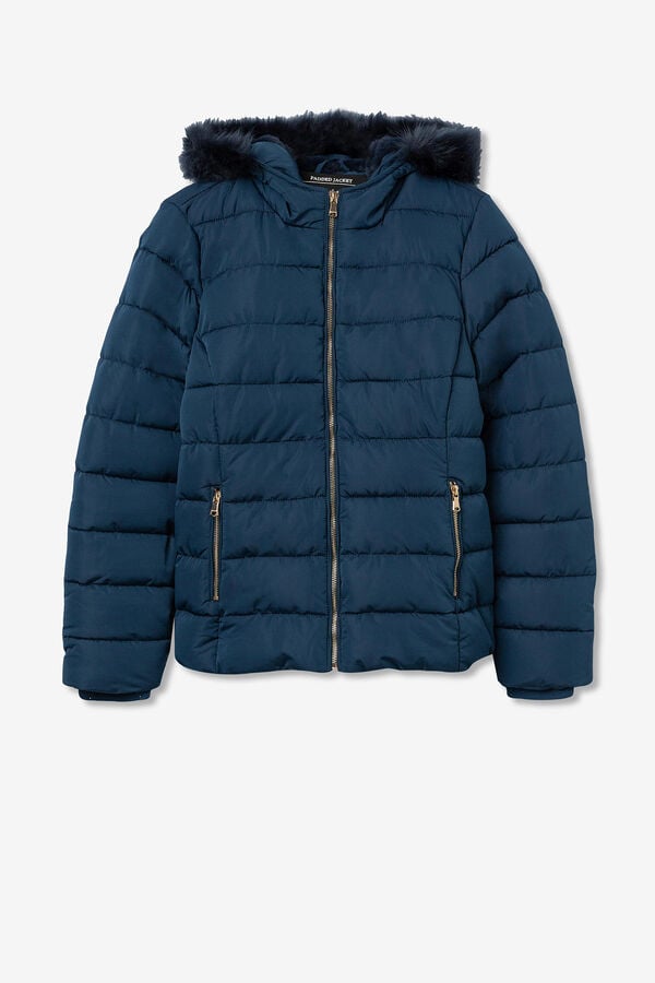 Tiffosi Chaqueta Acolchada Capucha con Pelo azul