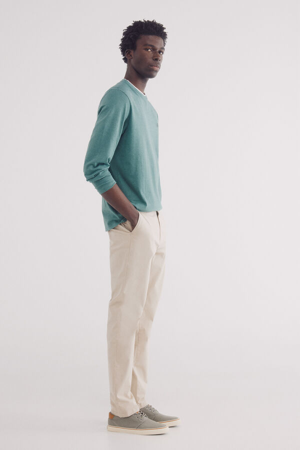 Springfield Camiseta manga comprida com microriscas duplas verde