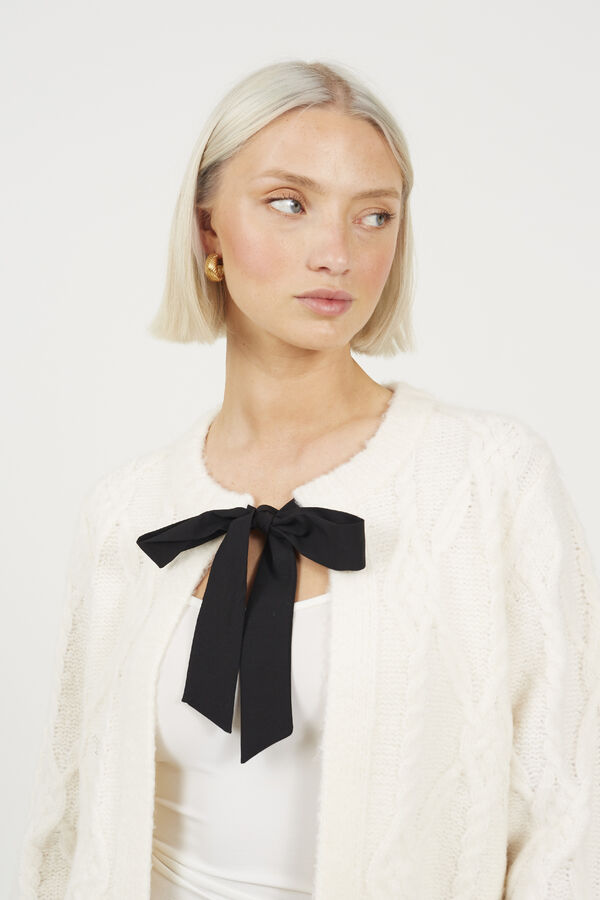 Brave Soul C&aacute;rdigan de punto con lazos marfil