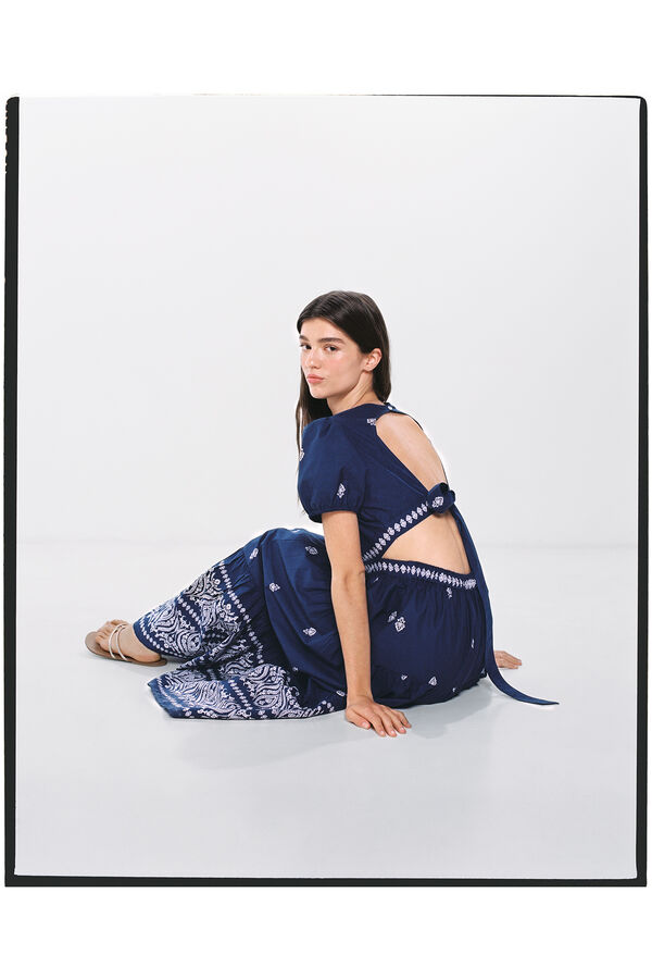 Springfield Vestido Midi Aberturas Laterales azul