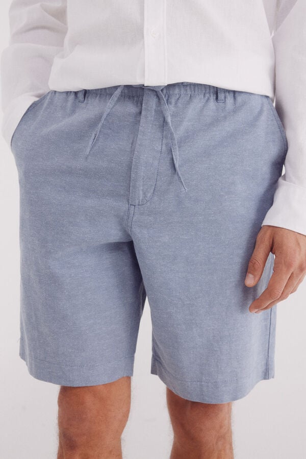 Springfield Bermudas de linho slim fit azul
