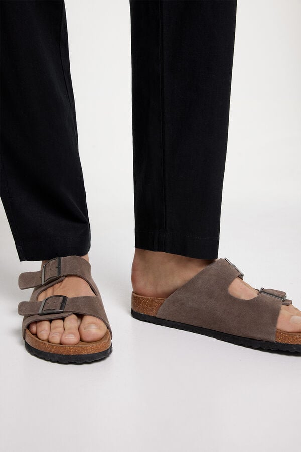 Springfield Pantal&oacute;n lino slim fit negro