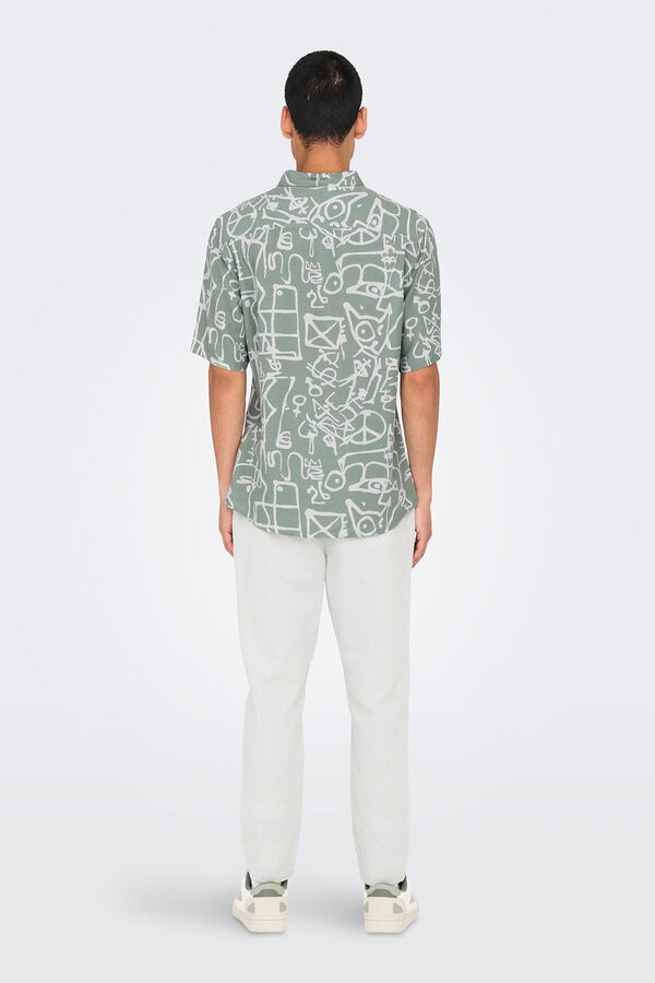 Only & Sons Camisa manga curta estampada verde