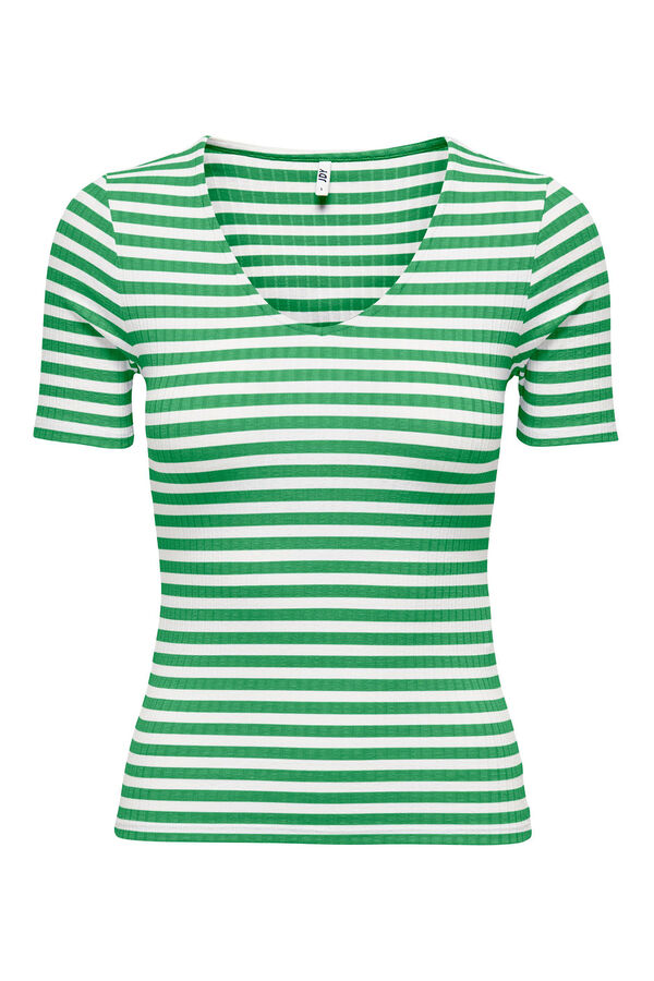 JDY Top manga curta às riscas verde