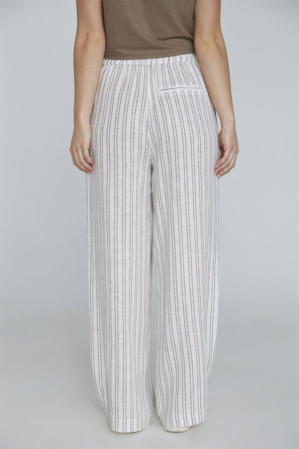 Only Pantalón ancho a rayas lino blanco