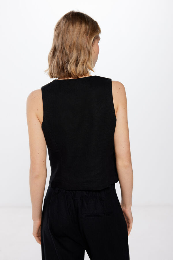 Springfield Chaleco Lino negro