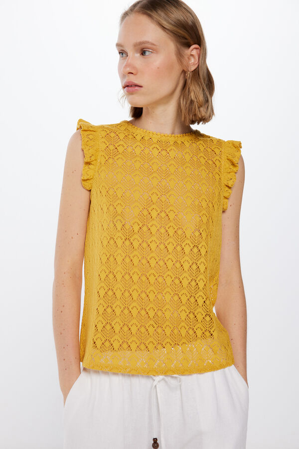 Springfield Camiseta Estructura Crochet amarillo