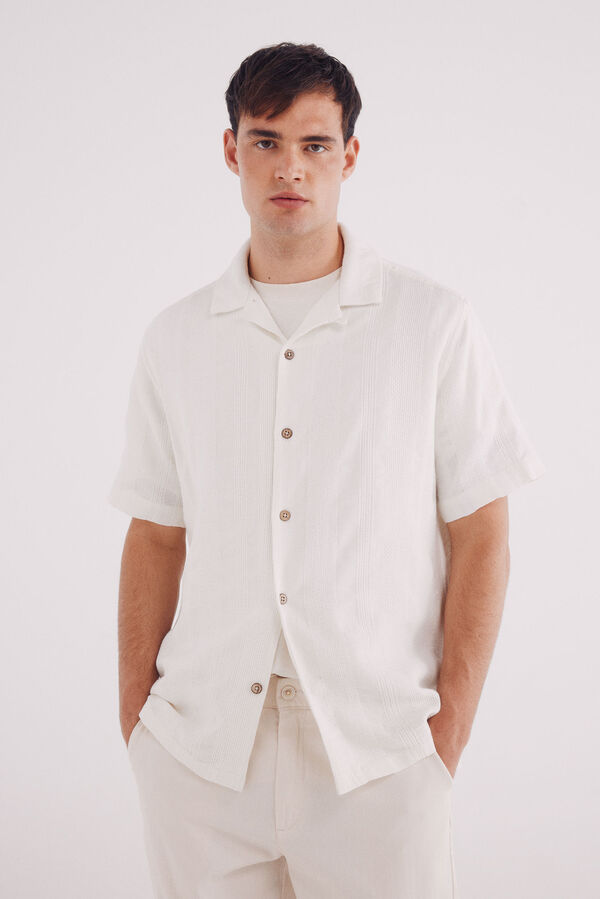 Springfield Camisa manga curta jacquard bege