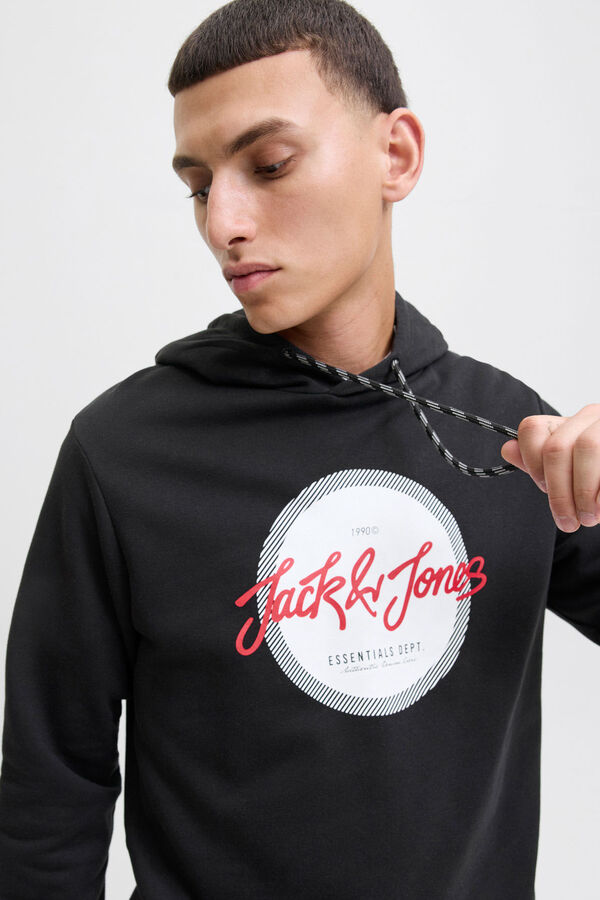 Jack & Jones Sudadera logo con capucha negro